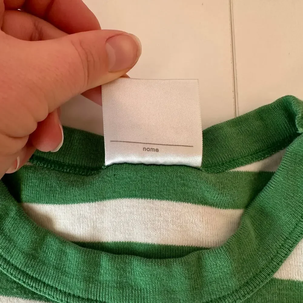 Hanna Andersson Girl’s Striped Short Sleeve John Pajama‎ Top Size 8 130cm Green